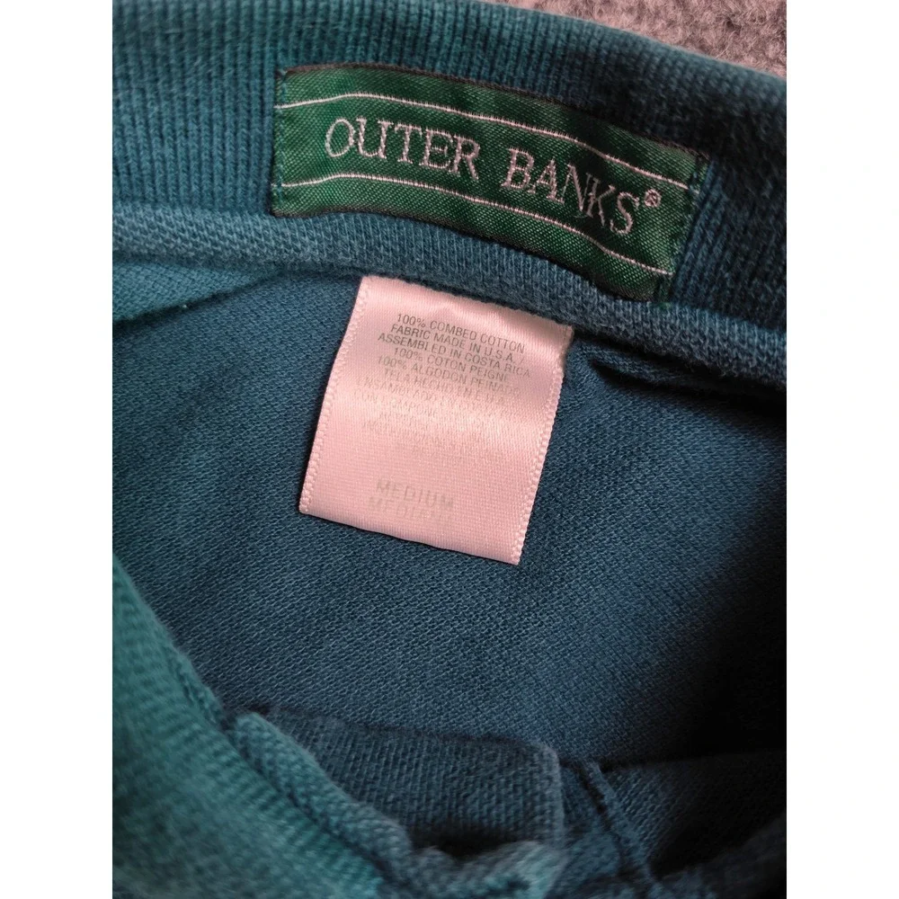 Vintage Outer Banks Polo Shirt Mens Medium Teal Green Chapter‎ Eleven